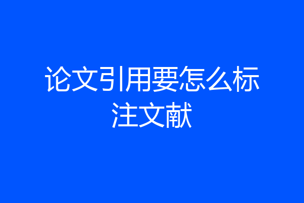 论文引用要怎么标注文献
