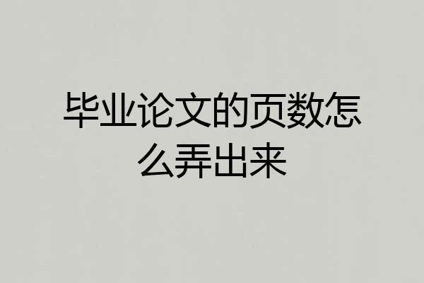 毕业论文的页数怎么弄出来