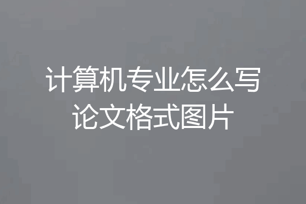 计算机专业怎么写论文格式图片