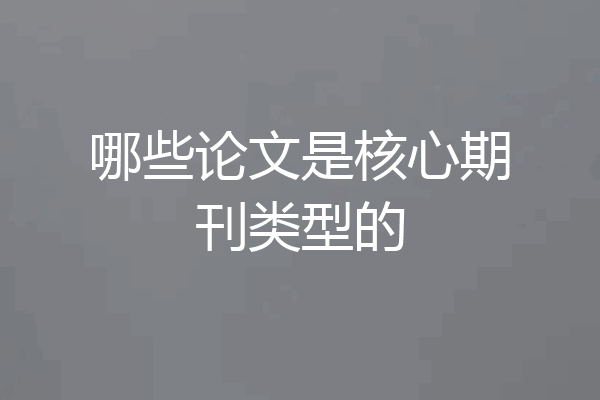 哪些论文是核心期刊类型的