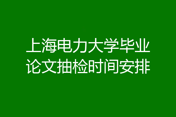 上海电力大学毕业论文抽检时间安排