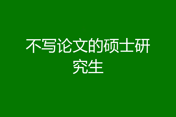 不写论文的硕士研究生