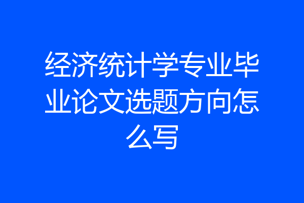 经济统计学专业毕业论文选题方向怎么写