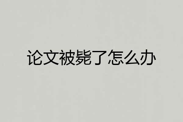 论文被毙了怎么办