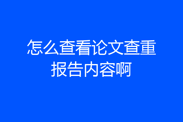 怎么查看论文查重报告内容啊