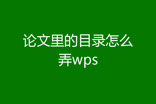 论文里的目录怎么弄wps
