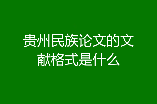 贵州民族论文的文献格式是什么