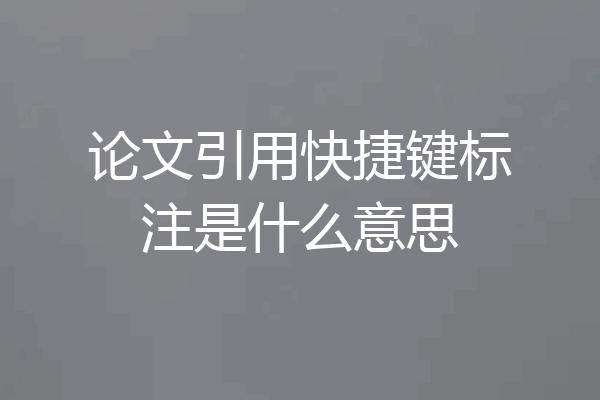 论文引用快捷键标注是什么意思