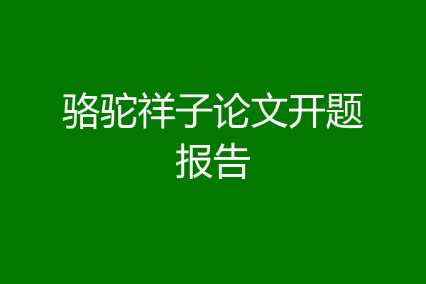 骆驼祥子论文开题报告
