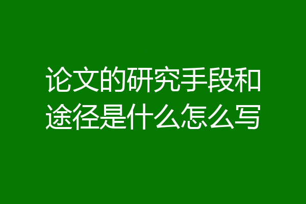 论文的研究手段和途径是什么怎么写