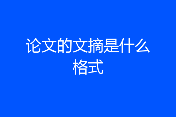 论文的文摘是什么格式