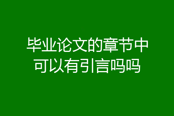 毕业论文的章节中可以有引言吗吗
