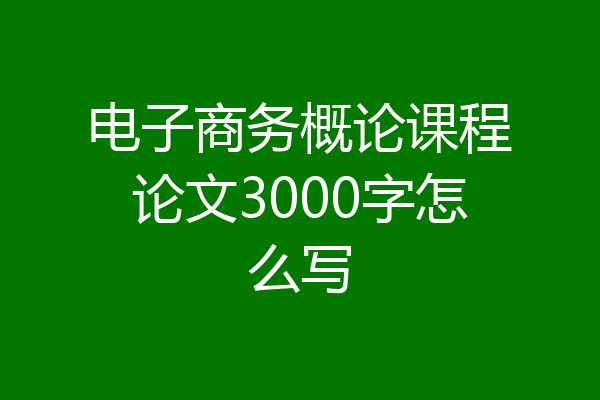 电子商务概论课程论文3000字怎么写
