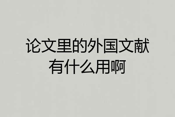论文里的外国文献有什么用啊