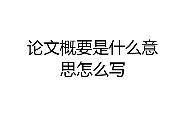 论文概要是什么意思怎么写