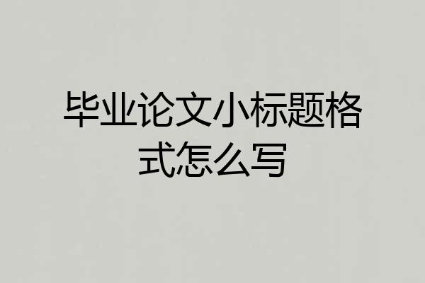 毕业论文小标题格式怎么写