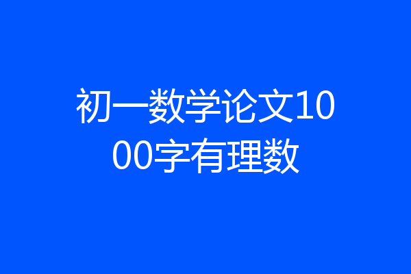 初一数学论文1000字有理数