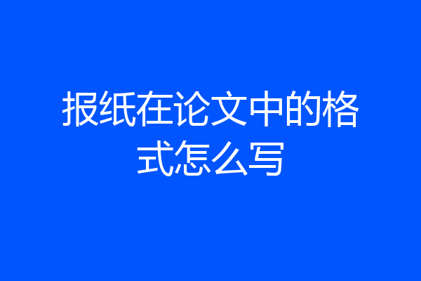 报纸在论文中的格式怎么写
