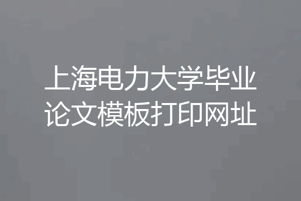 上海电力大学毕业论文模板打印网址