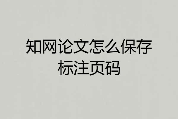 知网论文怎么保存标注页码