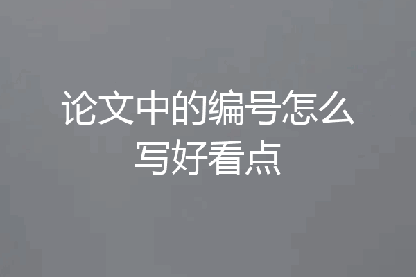 论文中的编号怎么写好看点