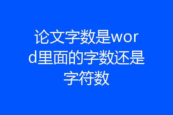 论文字数是word里面的字数还是字符数