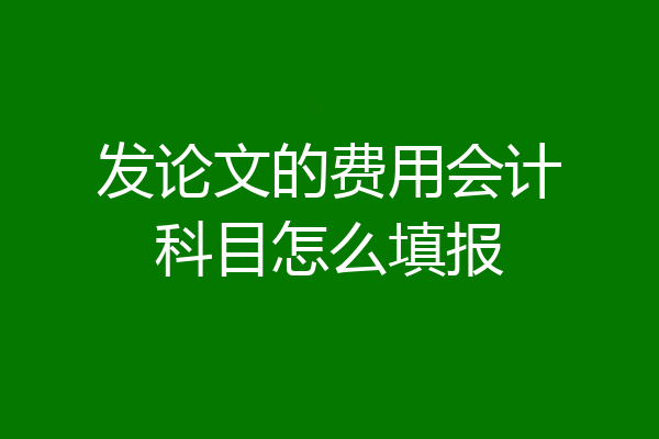 发论文的费用会计科目怎么填报