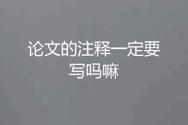 论文的注释一定要写吗嘛