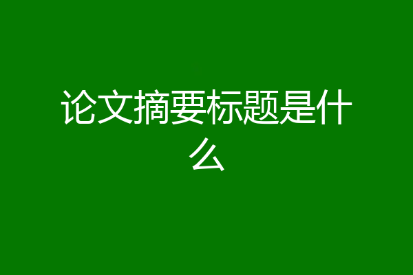 论文摘要标题是什么