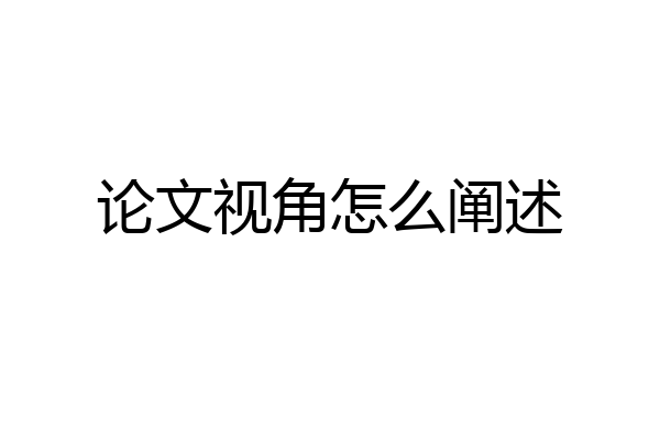 论文视角怎么阐述