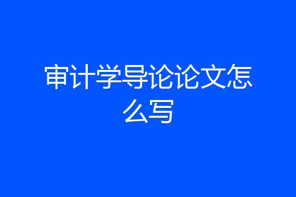 审计学导论论文怎么写