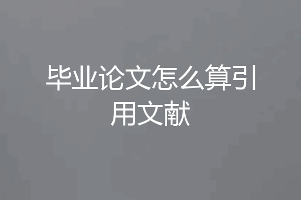 毕业论文怎么算引用文献