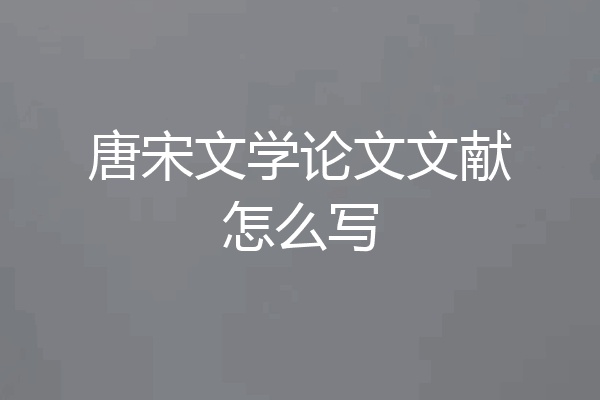 唐宋文学论文文献怎么写