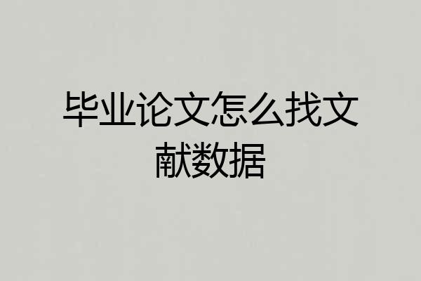 毕业论文怎么找文献数据