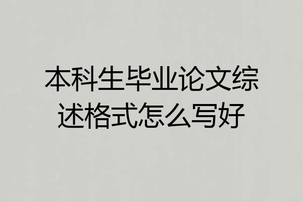 本科生毕业论文综述格式怎么写好