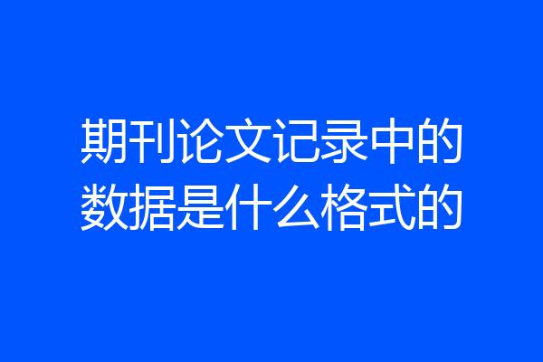 期刊论文记录中的数据是什么格式的