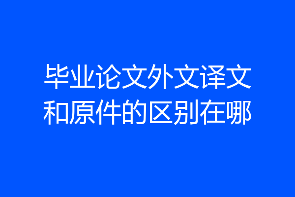 毕业论文外文译文和原件的区别在哪