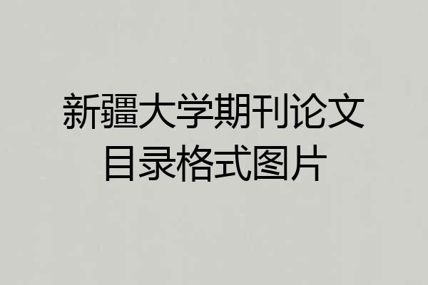 新疆大学期刊论文目录格式图片