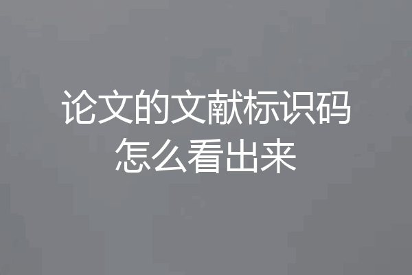 论文的文献标识码怎么看出来