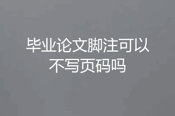 毕业论文脚注可以不写页码吗
