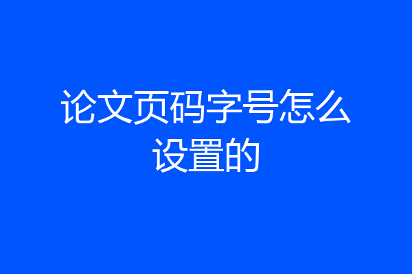 论文页码字号怎么设置的