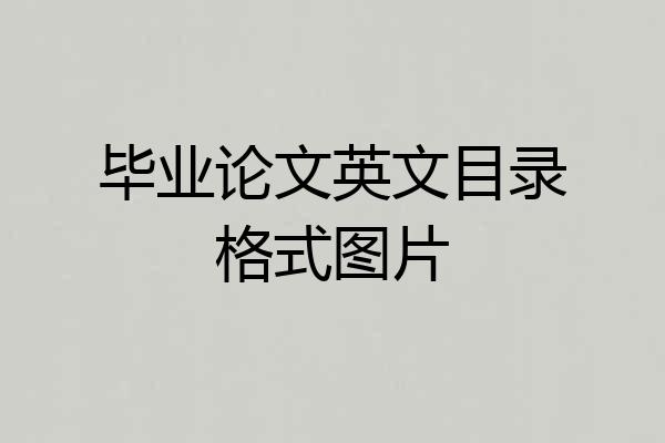 毕业论文英文目录格式图片