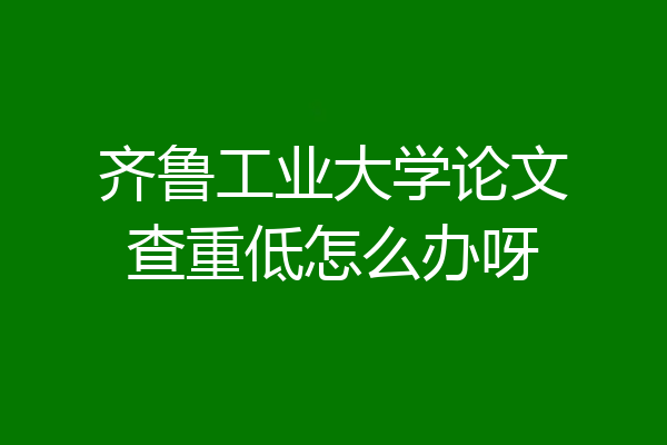 齐鲁工业大学论文查重低怎么办呀