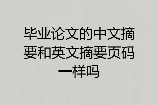 毕业论文的中文摘要和英文摘要页码一样吗