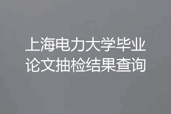 上海电力大学毕业论文抽检结果查询