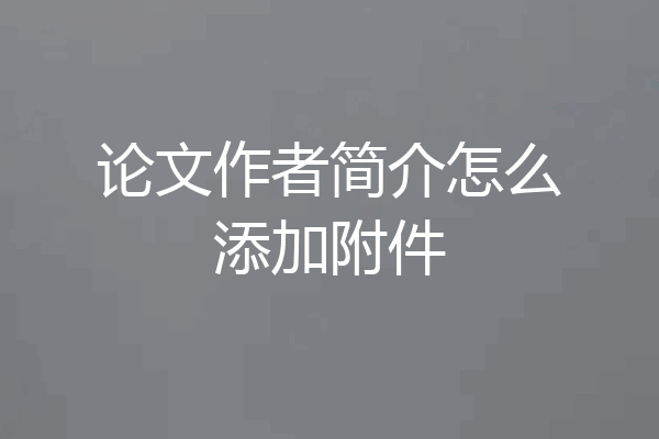 论文作者简介怎么添加附件