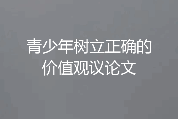 青少年树立正确的价值观议论文