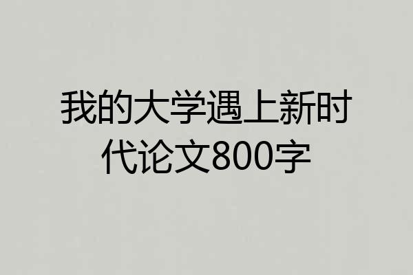 我的大学遇上新时代论文800字
