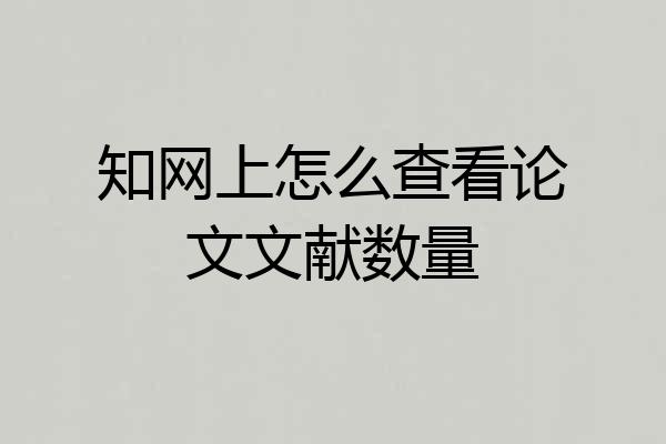 知网上怎么查看论文文献数量
