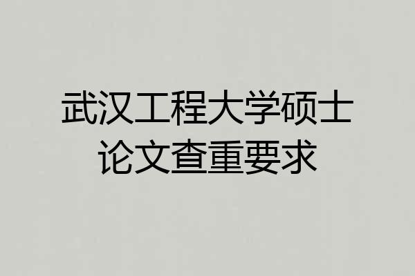 武汉工程大学硕士论文查重要求